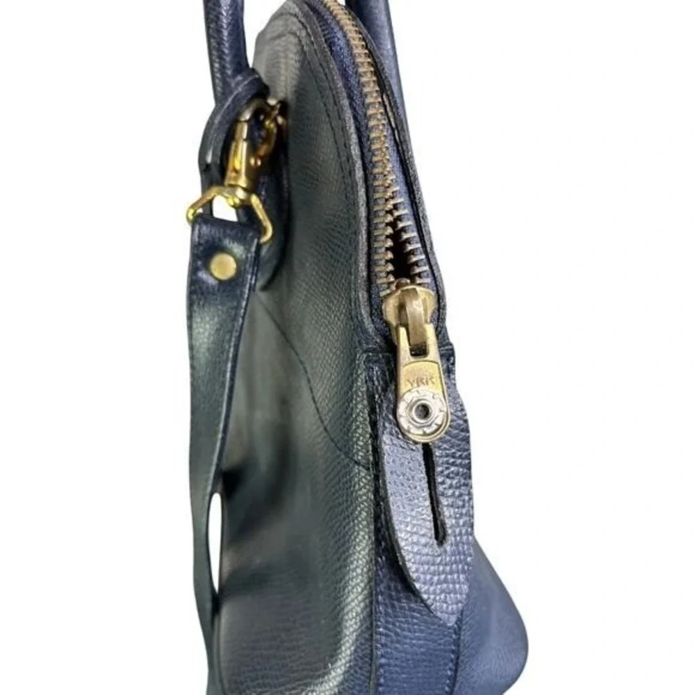 Vintage Leather Italian Dome‎ Satchel Top Handle Crossbody Bag Classic Old Money